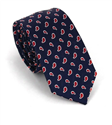 Gravata Estreita Paisley Azul Marinho e Vermelho