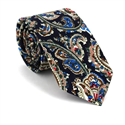 Gravata Estreita Paisley Azul Escuro