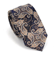 Gravata Estreita Paisley Azul e Dourada