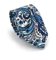 Gravata Estreita Paisley Branca e Azul