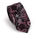 Gravata Estreita Paisley Vermelho Borgonha