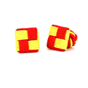 Botões de Punho Quadrados Vermelho e Amarelo