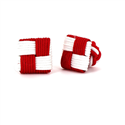 Botões de Punho Quadrados Vermelho e Branco