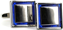 Botões de Punho Quadrados Esmaltados Azuis