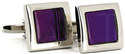 Botões de Punho Quadrados Esmaltados Magenta