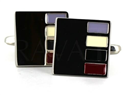 Botões de Punho Quadrados Esmaltados Multicoloridos