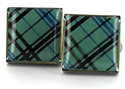 Botões de Punho Esmaltados Quadrados Verde Caribe