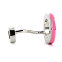 Botões de Punho Esmaltados Dupla Bola Rosa