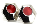 Botões de Punho Hexagonais Esmaltados Vermelhos