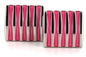 Botões de Punho Listrados em Rosa Esmaltado