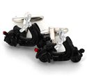 Botões de punho Moto Scooter Vespa Preta