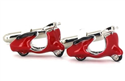 Botões de punho Moto Scooter Vespa Vermelha
