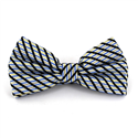 Laço Riscas Brilhante Azul e Dourado