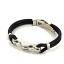 Pulseira em Aço e Borracha Preta