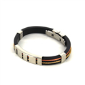 Pulseira em Aço e Borracha Preta e Dourada