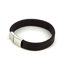 Pulseira em Aço e Couro Castanho