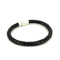 Pulseira em Aço e Couro Preto Cilíndrica I