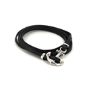 Pulseira em Aço e Couro Preto com Âncora I