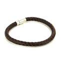 Pulseira em Aço e Couro Preto e Castanho Cilíndrica