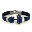 Pulseira de Couro Azul com Âncora