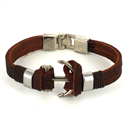Pulseira de Couro Castanho com Âncora