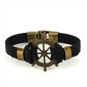 Pulseira de Couro Preto com Timão