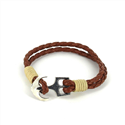 Pulseira de Couro Trançado com Âncora