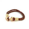 Pulseira de Couro Trançado com Âncora