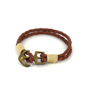 Pulseira de Couro Trançado com Âncora