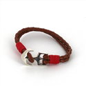Pulseira de Couro Trançado com Âncora