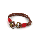Pulseira de Couro Trançado com Âncora