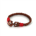 Pulseira de Couro Trançado com Âncora