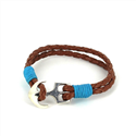 Pulseira de Couro Trançado com Âncora