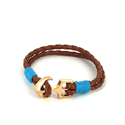 Pulseira de Couro Trançado com Âncora
