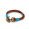 Pulseira de Couro Trançado com Âncora