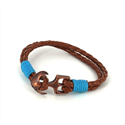 Pulseira de Couro Trançado com Âncora
