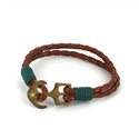 Pulseira de Couro Trançado com Âncora