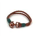 Pulseira de Couro Trançado com Âncora