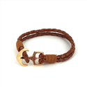 Pulseira de Couro Trançado com Âncora
