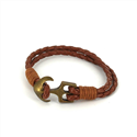 Pulseira de Couro Trançado com Âncora