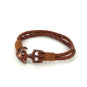 Pulseira de Couro Trançado com Âncora