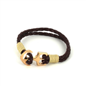 Pulseira de Couro Trançado com Âncora