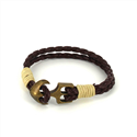Pulseira de Couro Trançado com Âncora