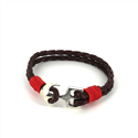Pulseira de Couro Trançado com Âncora