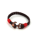 Pulseira de Couro Trançado com Âncora