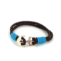 Pulseira de Couro Trançado com Âncora