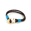 Pulseira de Couro Trançado com Âncora