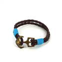 Pulseira de Couro Trançado com Âncora