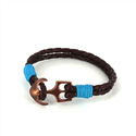 Pulseira de Couro Trançado com Âncora