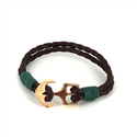 Pulseira de Couro Trançado com Âncora
